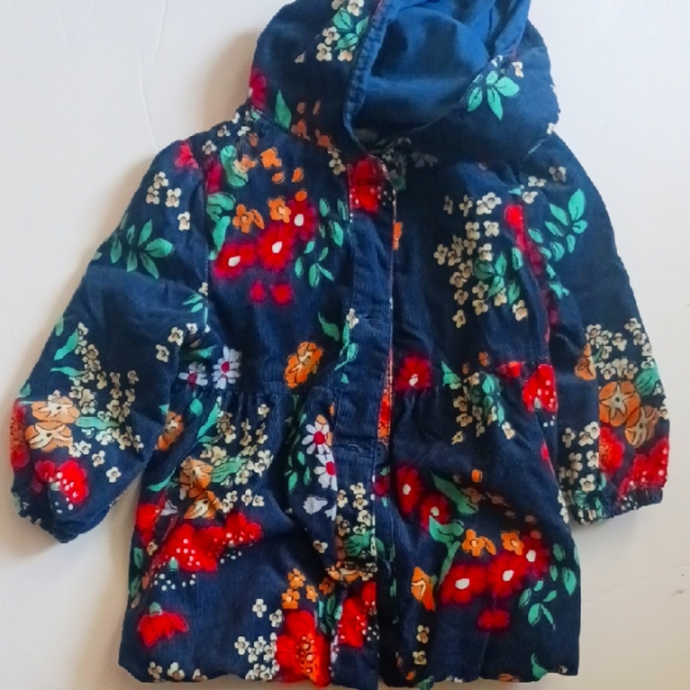 Adorable Corduroy Floral Girl's Jacket - Blue Size 12-18 Mo.